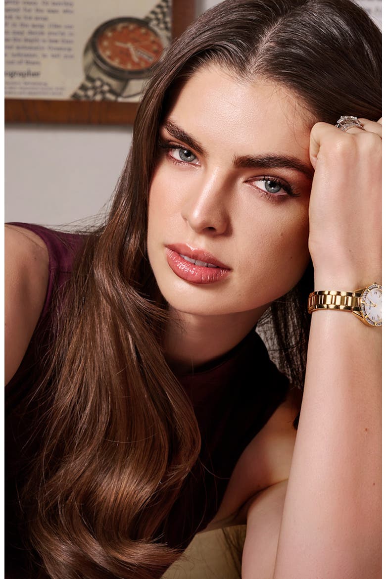 Sutton Mother-of-Pearl & Diamond Bracelet Watch, 28mm, Alternate, color, GOLD-TONE