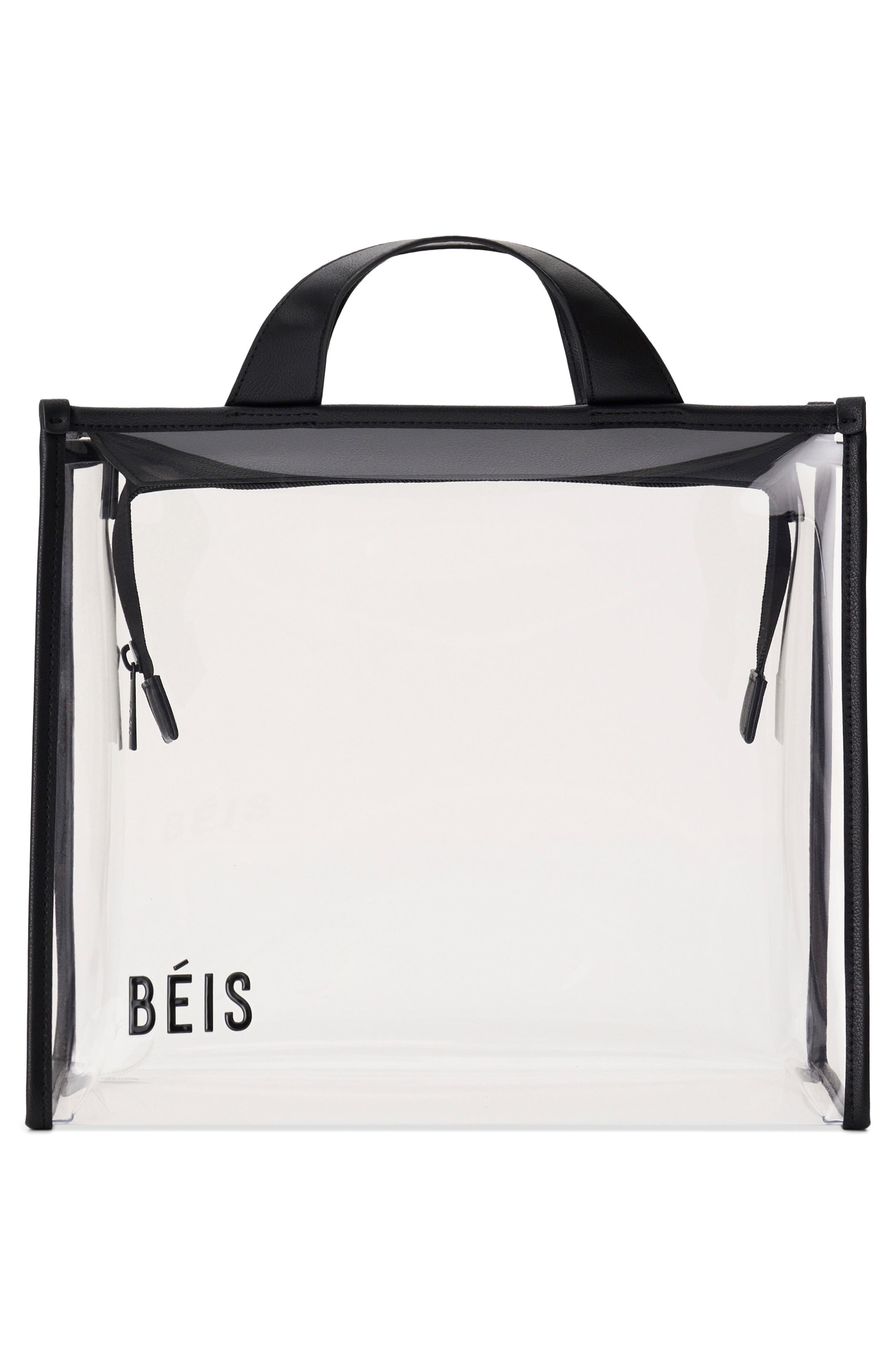 Béis The Clear Stadium Tote, Alternate, color, Black