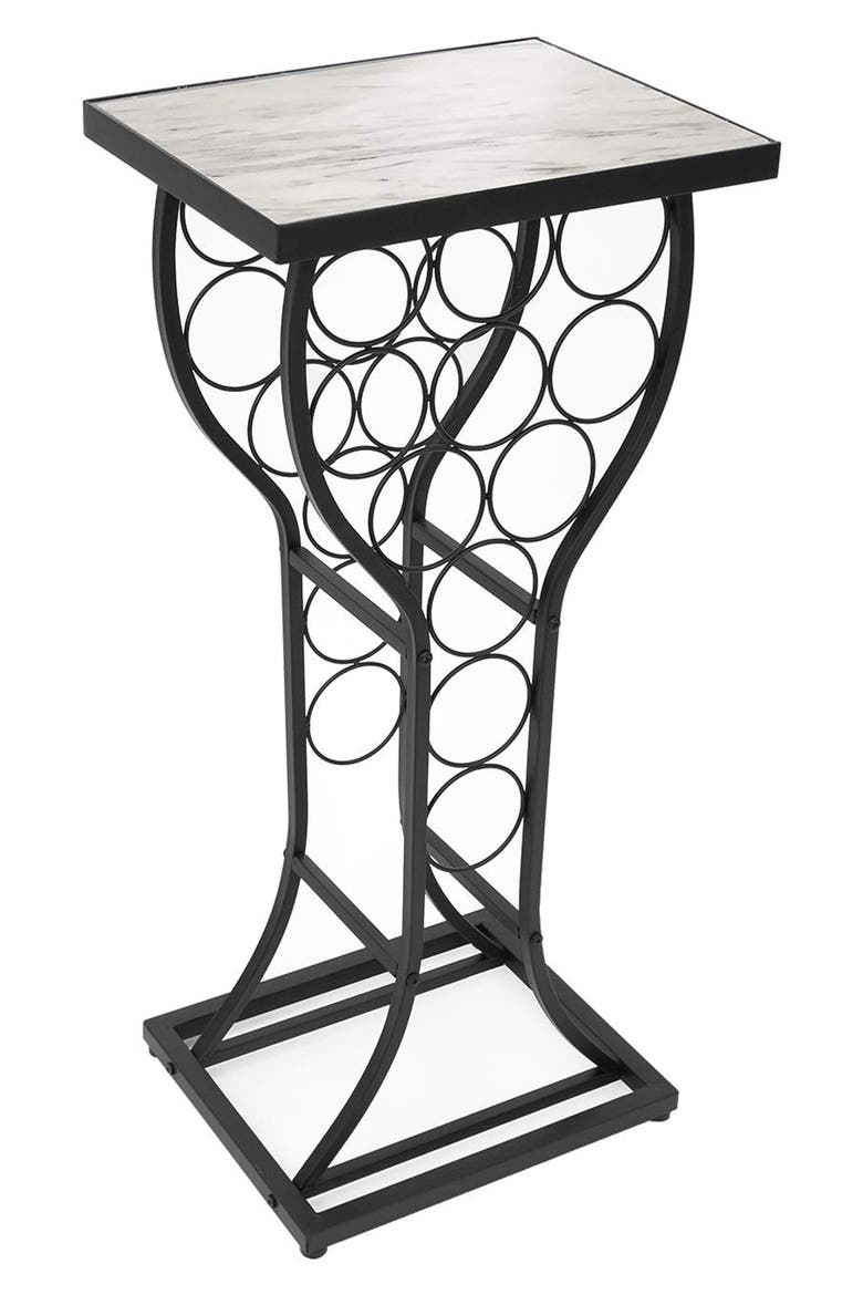 Metal & Marble Wine Holder Side Table, Main, color, NO COLOR