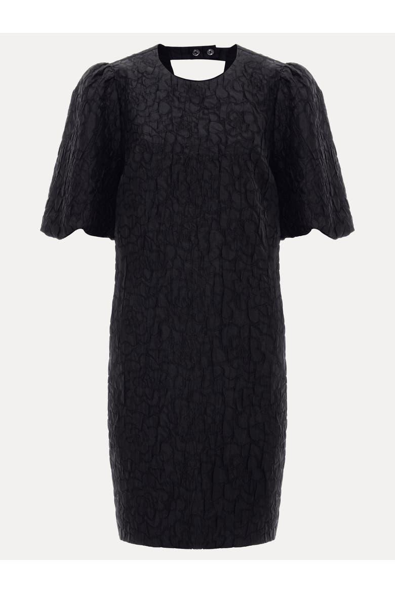 Jacquard Round Neck Mini Dress, Alternate, color, Black