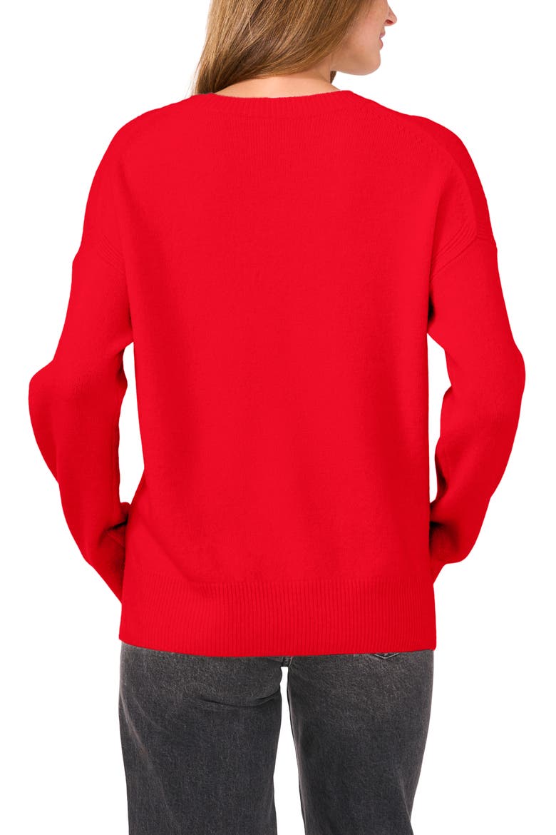Cropped Crewneck Sweater, Alternate, color, BRIGHT CHERRY
