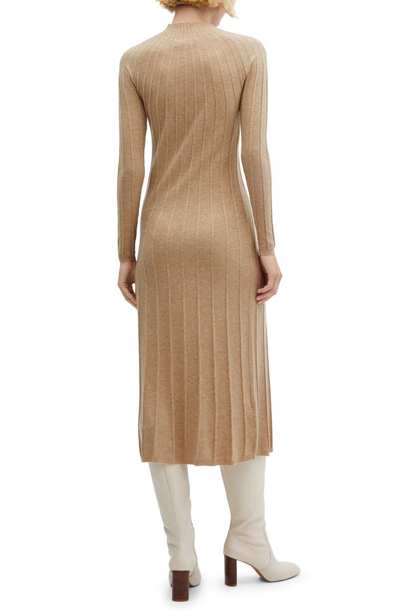 MANGO Long Sleeve Funnel Neck Rib Sweater Dress, Alternate, color, 