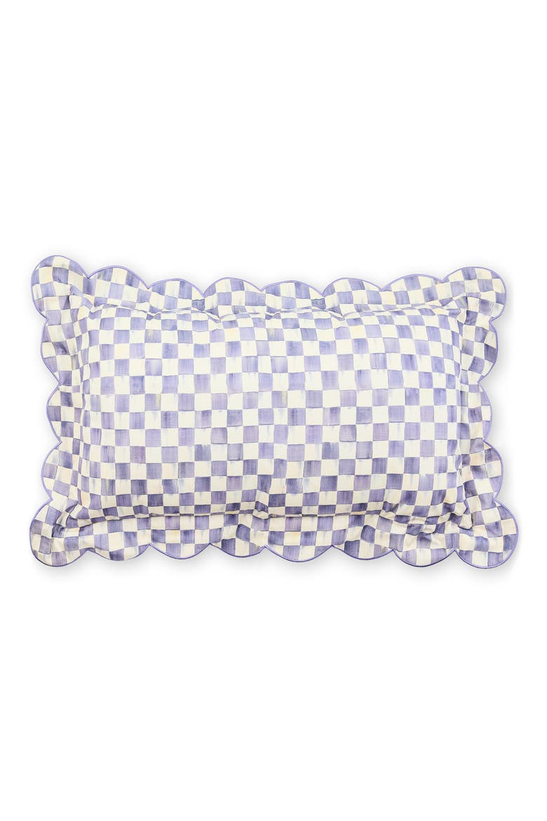 Violet Check Reversible Scallop Lumbar Pillow, Main, color, VIOLET