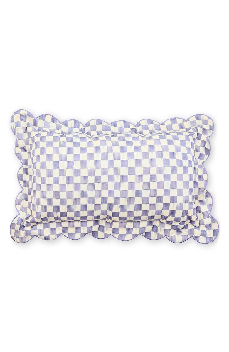MACKENZIE CHILDS Violet Check Reversible Scallop Lumbar Pillow, Main, color, Violet