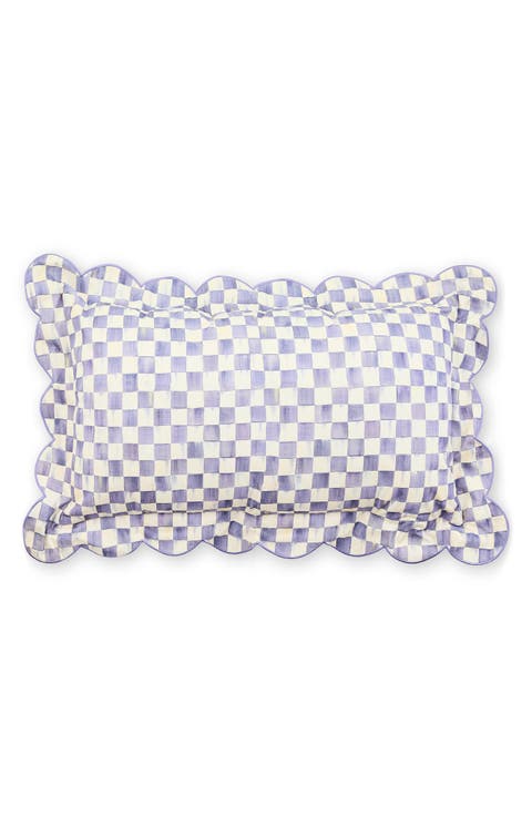 Violet Check Reversible Scallop Lumbar Pillow