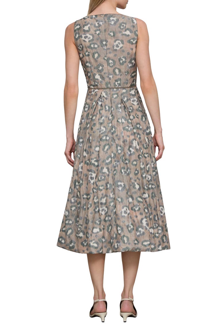 Leopard Warp Print Crinkled Taffeta Fit & Flare Dress, Alternate, color, BROWNSTONE MULTI