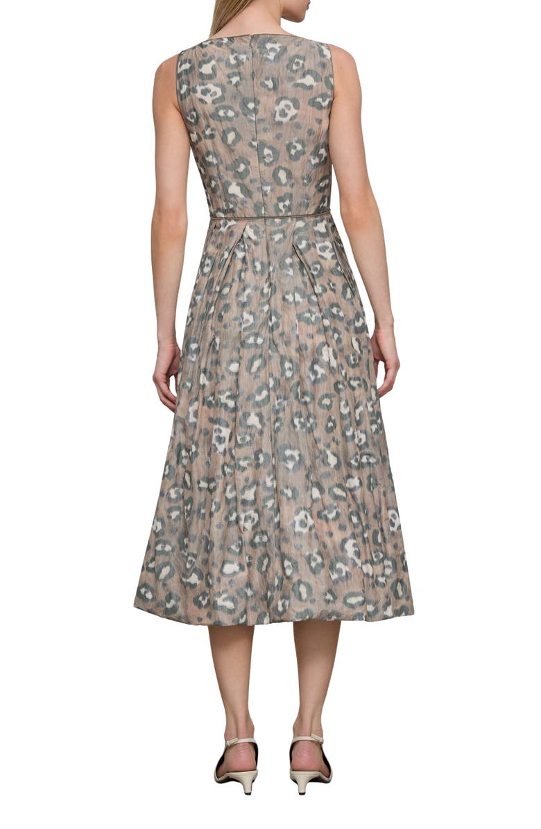 Lafayette 148 New York Leopard Warp Print Crinkled Taffeta Fit & Flare Dress, Alternate, color, Brownstone Multi