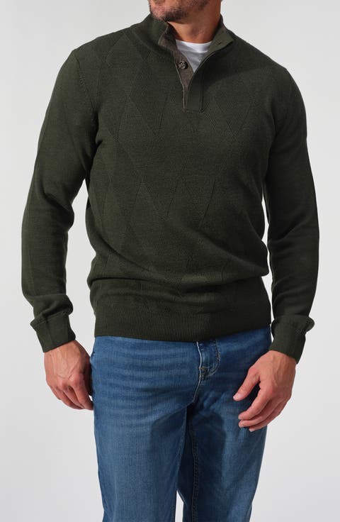 Merino Wool Button Pullover Sweater