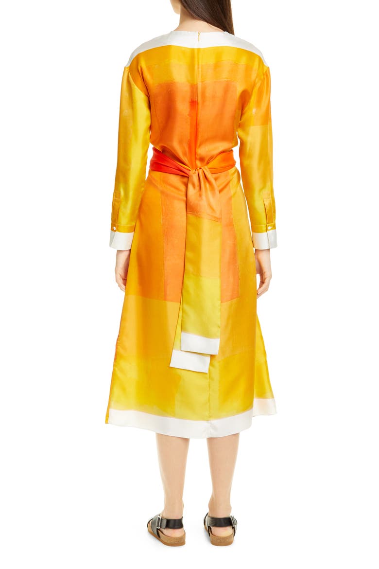 Magnolia Long Sleeve Silk Twill Dress, Alternate, color, POPPY MULTI