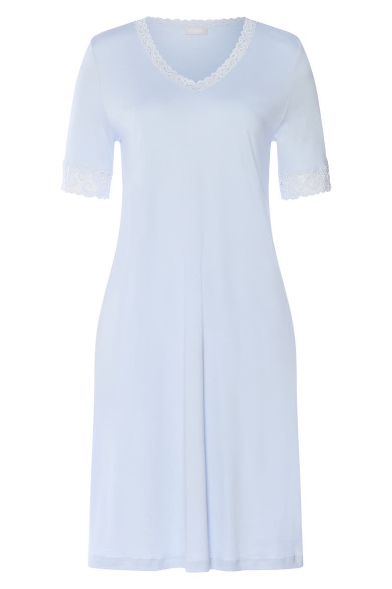 Moments Short Sleeve V-Neck Cotton Nightgown, Alternate, color, BLUE DOVE