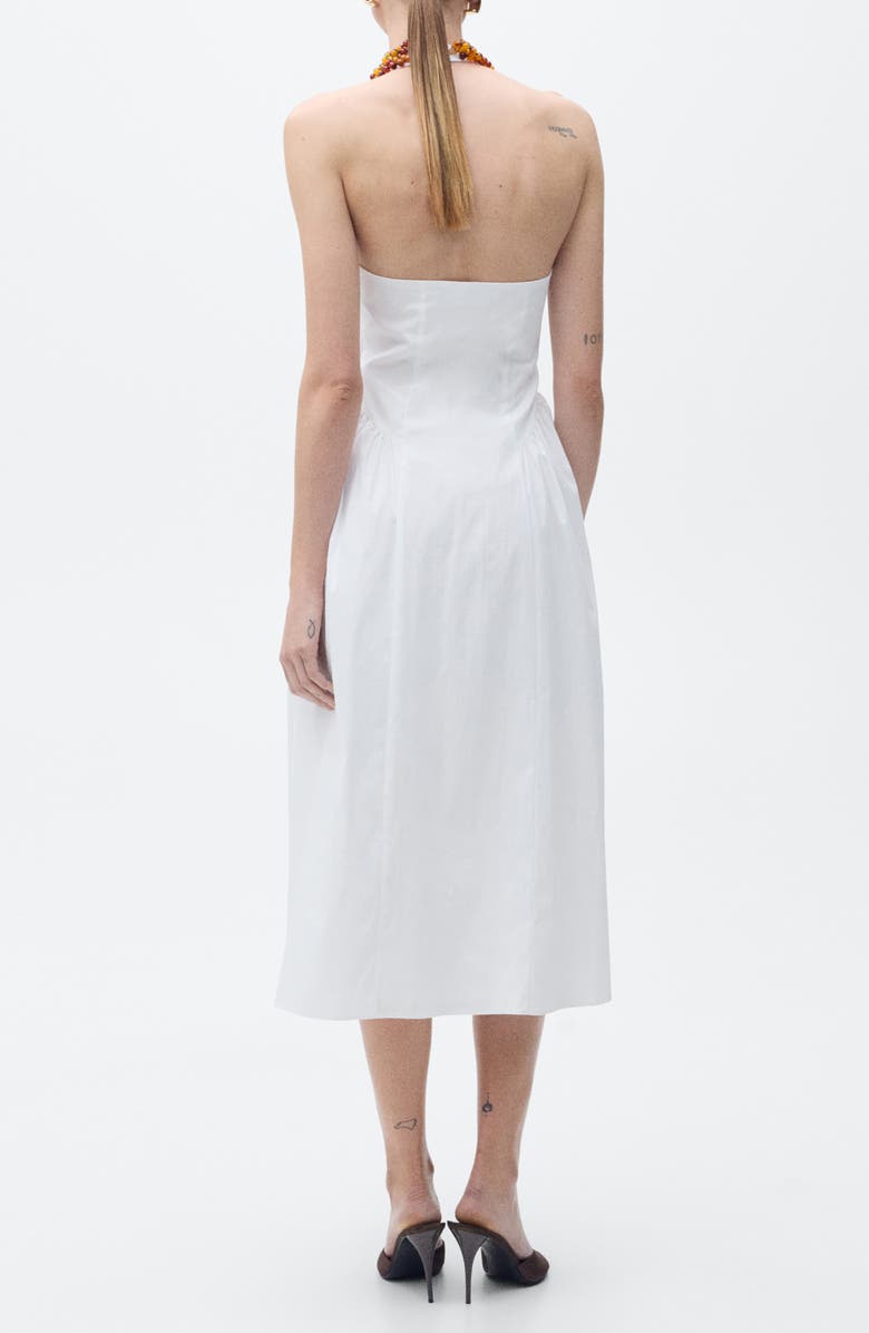 MANGO Cotton Blend Halter Midi Dress, Alternate, color, Off White