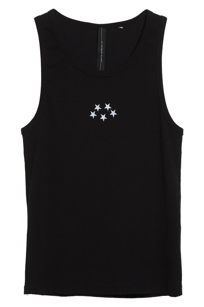 Embroidered Stars Organic Cotton Rib Tank, Alternate, color, BLACK