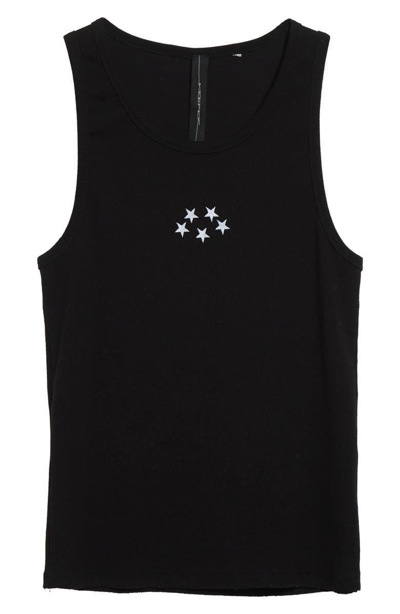JKEEFER Embroidered Stars Organic Cotton Rib Tank, Alternate, color, Black
