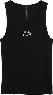 JKEEFER Embroidered Stars Organic Cotton Rib Tank