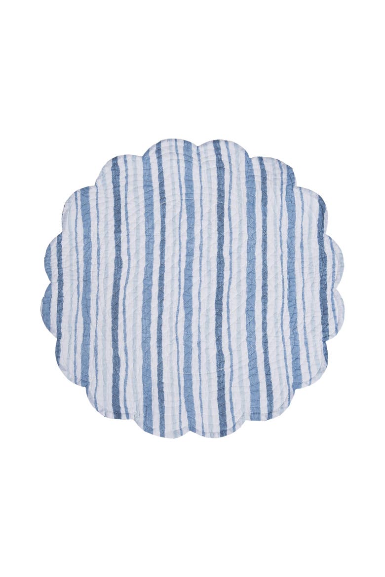 Tidal Waves Round Set of 6 Placemats  17", Alternate, color, Blue