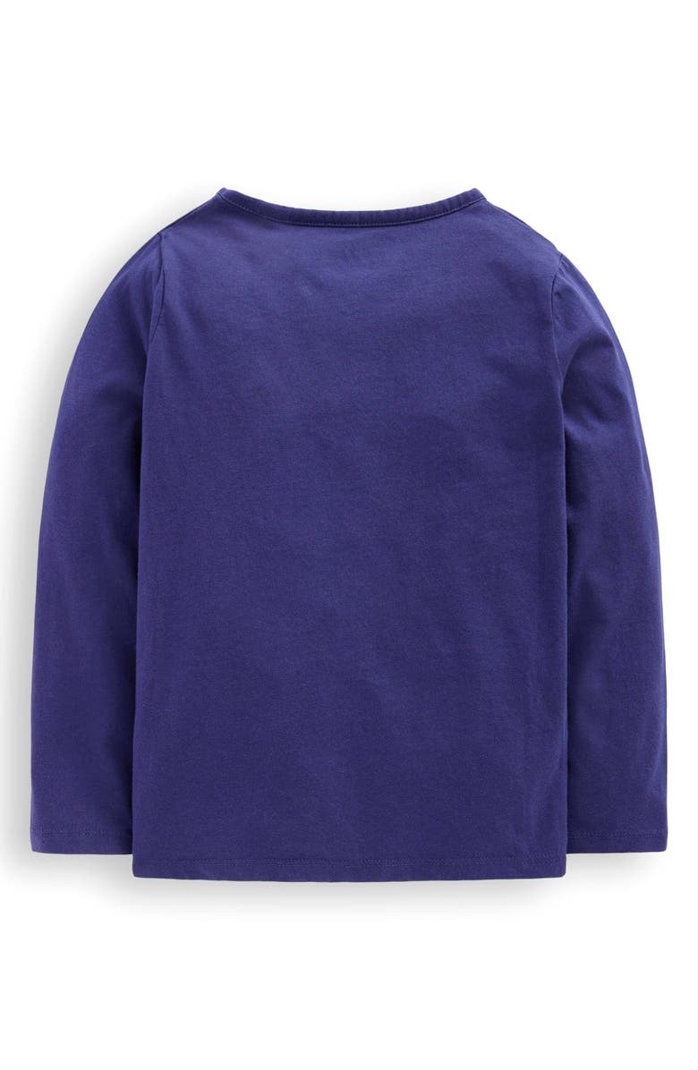 Mini Boden Kids' Unicorn Bouclé Long Sleeve Cotton T-Shirt, Alternate, color, Navy Unicorn