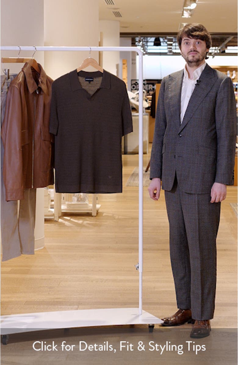 Johnny Collar Short Sleeve Twisted Rib Wool Polo Sweater, sales video thumbnail