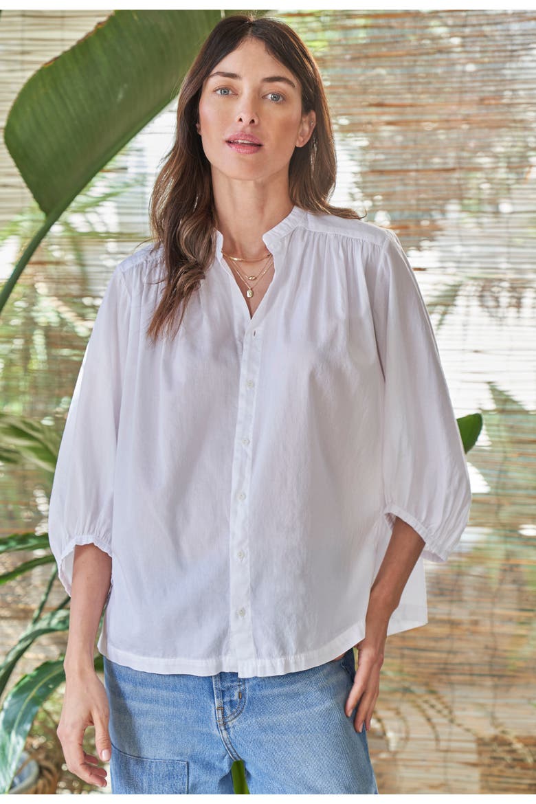 Cotton Poplin Peasant Top, Alternate, color, White