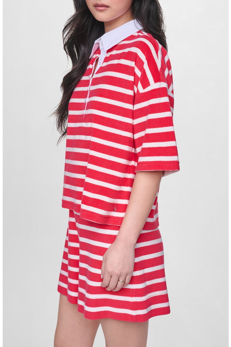Stripe Terry Polo, Alternate, color, PUNCH/ EGGN
