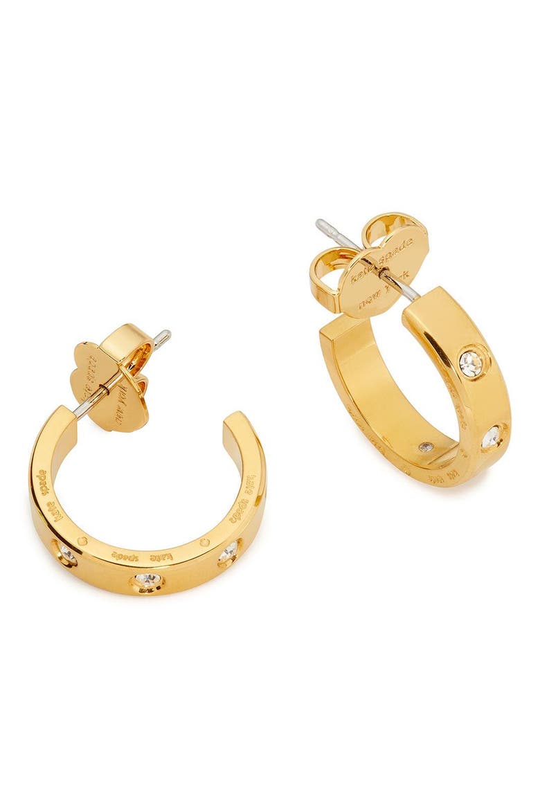 cubic zirconia huggie hoop earrings, Main, color, CLEAR/ GOLD