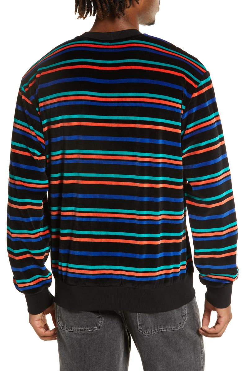 Carhartt Work In Progress Men's Clanton Stripe Velvet Crewneck Sweatshirt, Alternate, color, 