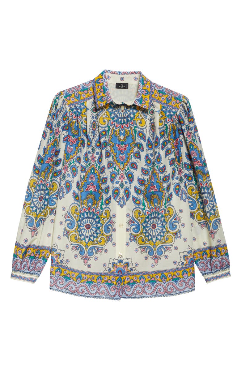 Etro Paisley Print Cotton & Silk Button-Up Shirt, Alternate, color, 
