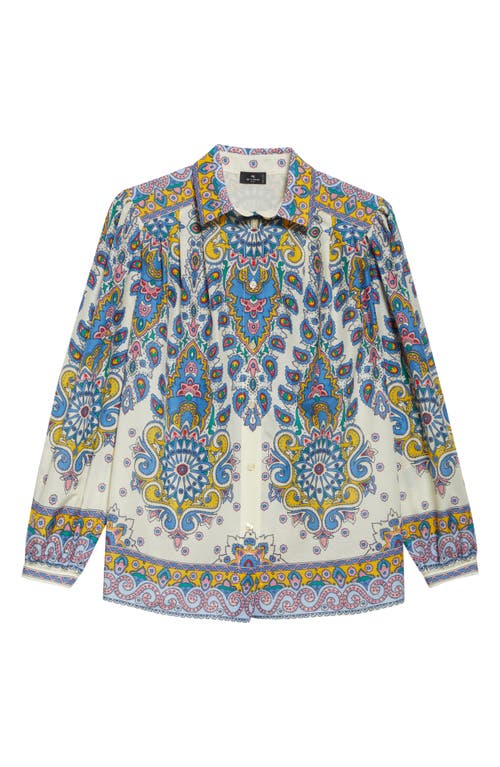 Etro Paisley Cotton And Silk Shirt In Stampa F.do Bianco