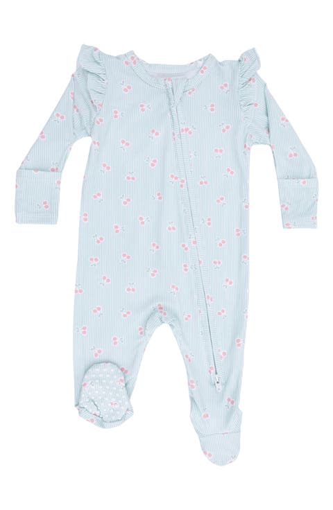 Tiny Stripe Ruffle Footie Jumpsuit (Baby)