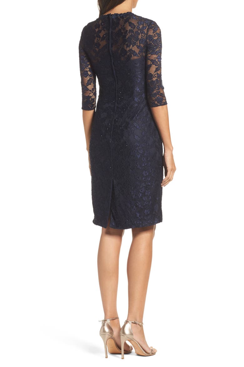 Lace Cocktail Dress, Alternate, color, NAVY