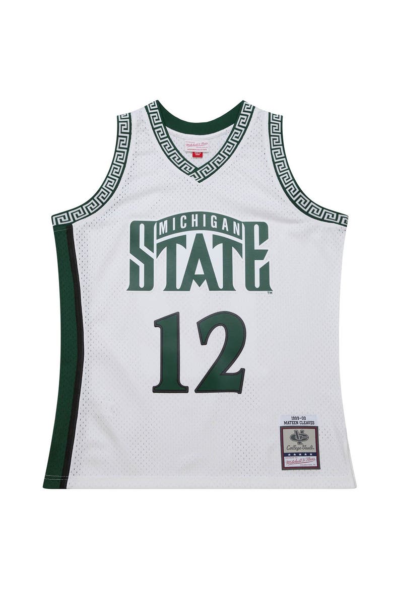 Men's Mitchell & Ness Mateen Cleaves White Michigan State Spartans 125th Basketball Anniversary 1999 Throwback Fashion Jersey, Alternate, color, White