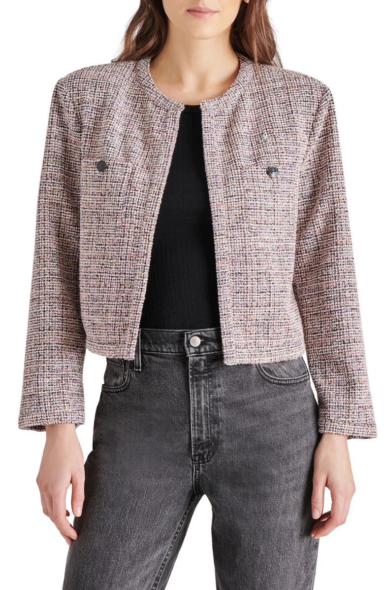 Steve Madden Manon Tweed Crop Jacket, Main, color,