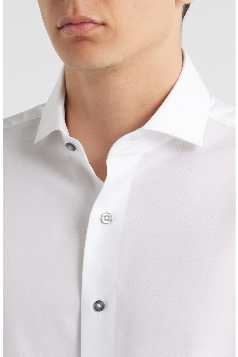 Trim Fit Textured White Cotton Dress Shirt, Alternate, color, WHITE