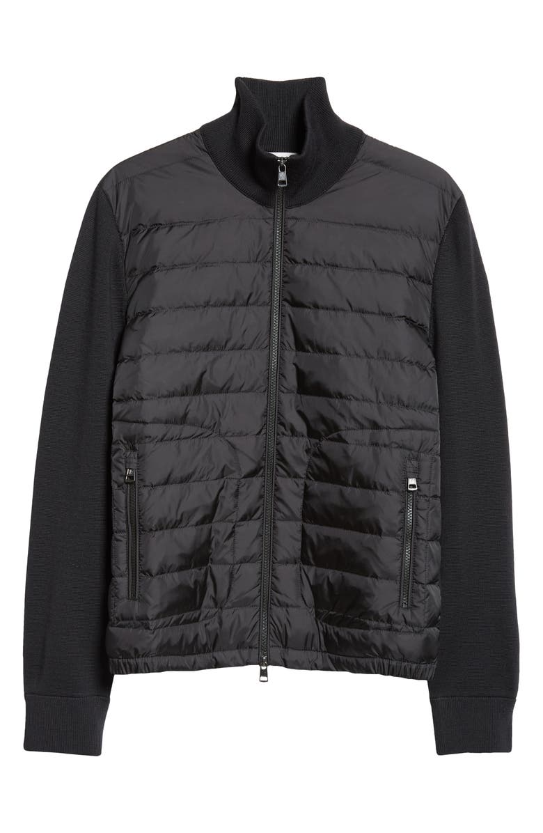 Moncler Quilted Nylon & Knit Cardigan, Alternate, color, Black/Black