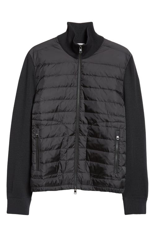 Moncler Wool Blend Tricot Down Jacket In Navy
