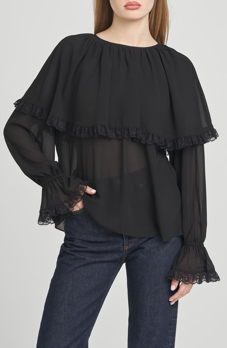 WAYF Mirabel Capelet Top, Alternate, color, Black