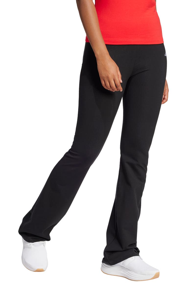 adidas Essentials Small Logo Flared Leggings, Alternate, color, Black/ White