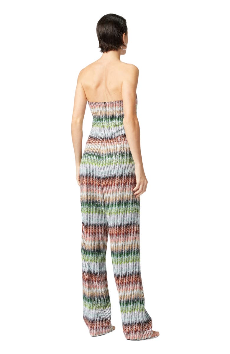 Missoni Long Bustier Jumpsuit In Gradient Zigzag Knit With Sequins, Alternate, color, Multicoloured