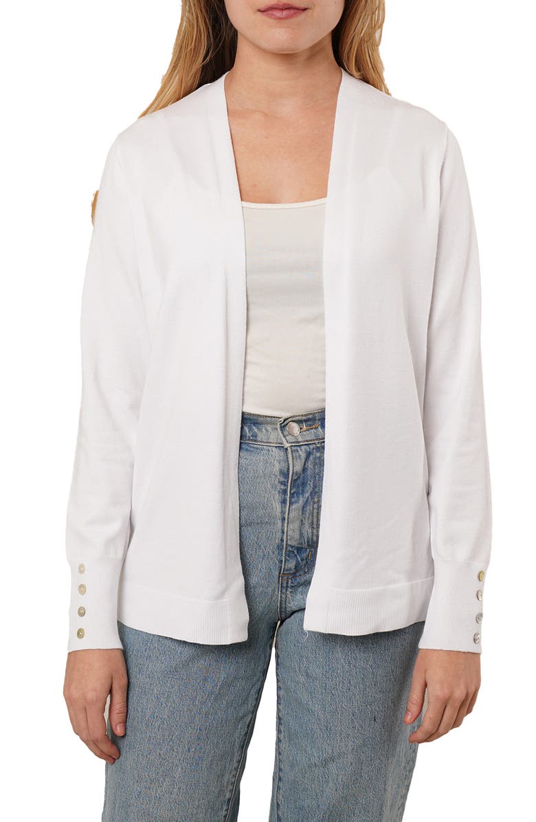 CYRUS Open Front Knit Cardigan, Main, color, White