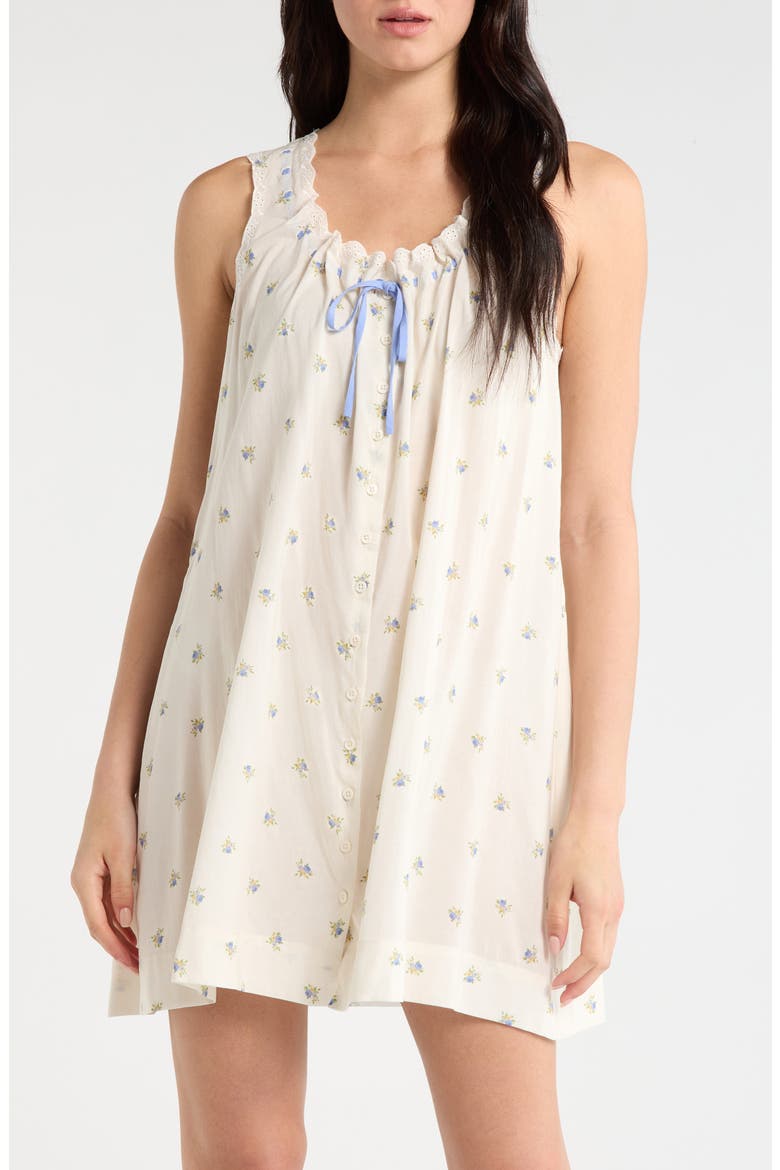 Holly Floral Print Sleep Dress, Main, color, IVORY PETITE ROSE
