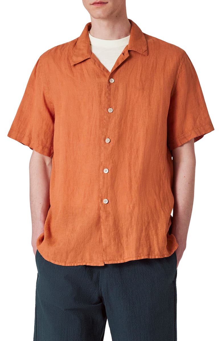 Paul Smith Linen Casual Fit Short Sleeve Button-Up Shirt, Main, color, 