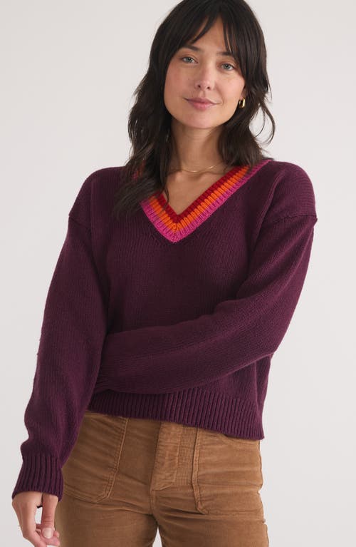 Marine Layer Bella Cropped Sweater In Plum