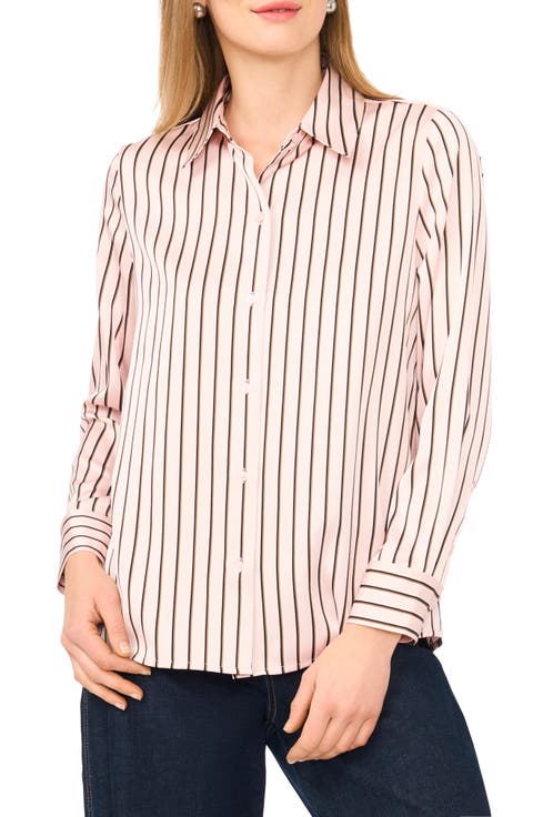 Satin Long Sleeve Button-Up Shirt