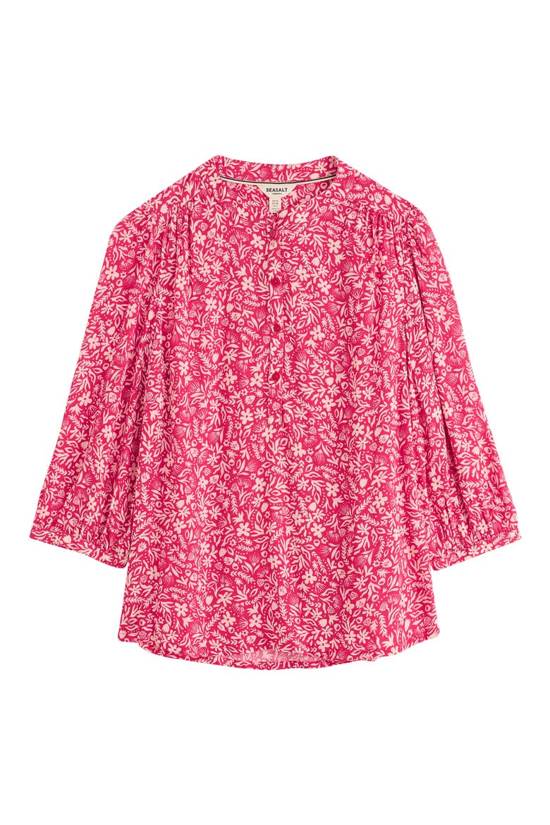 Willow Path Floral Print Popover Top, Alternate, color, PROTEA DITSY BRIGHT RADISH