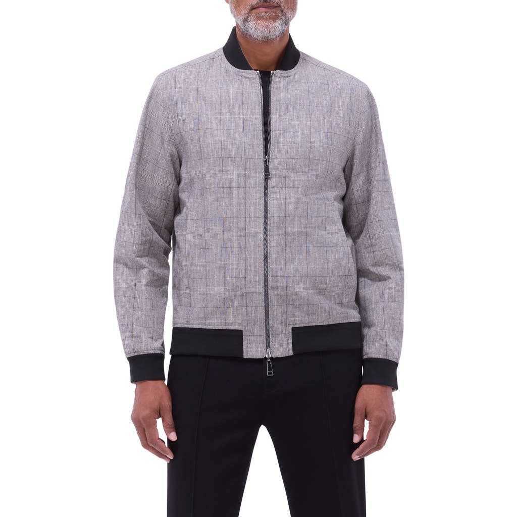 BUGATCHI BUGATCHI REVERSIBLE LINEN BLEND BOMBER JACKET