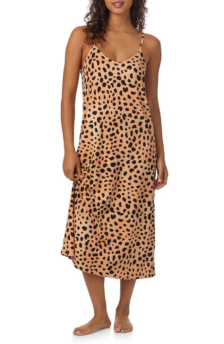 Room Service Pjs Print Long Chemise, Main, color, Tanprint