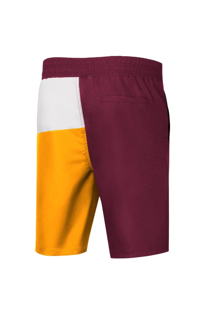 G-III SPORTS BY CARL BANKS Men's G-III Sports by Carl Banks Wine/Gold Cleveland Cavaliers Breeze Color Block Swim Trunks, Alternate, color,