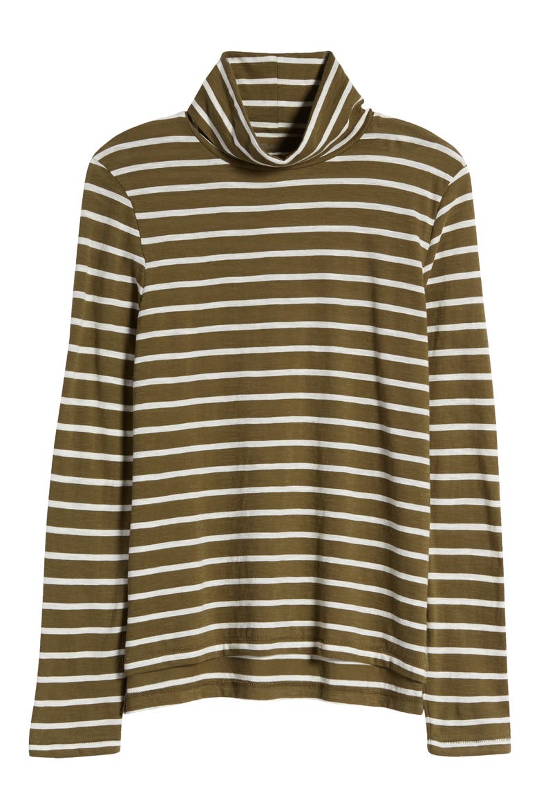 Esme Stripe Whisper Cotton Turtleneck, Alternate, color, LIGHTHOUSE