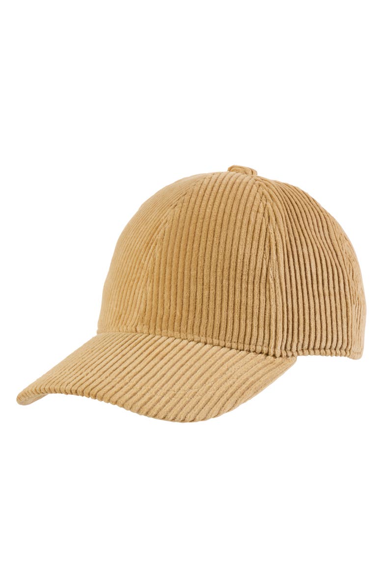 Bruno Magli Wide Wale Corduroy Baseball Cap, Alternate, color, Camel