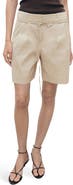 MANGO Belted Linen Blend Shorts