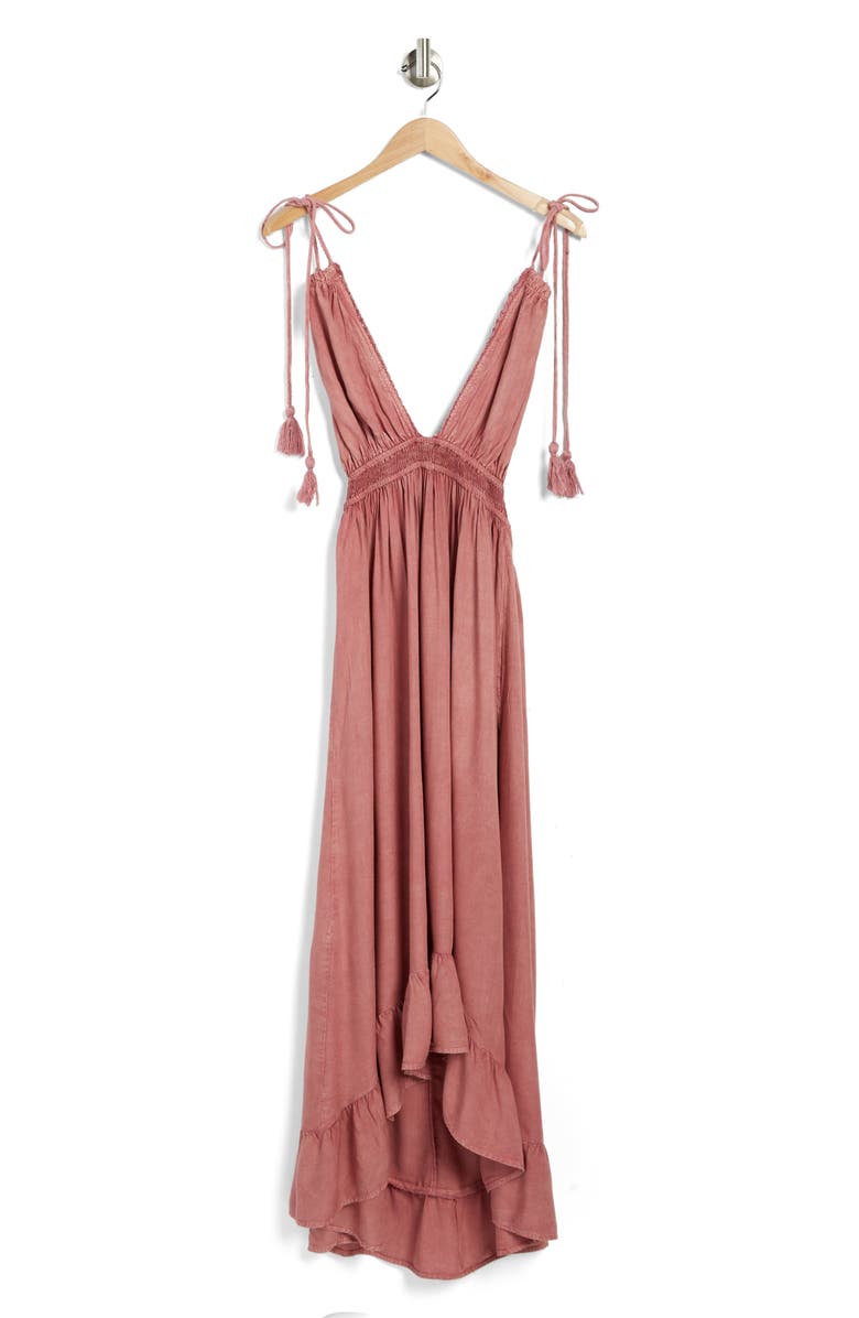 BOHO ME Open Back Plunge Neck Ombré Halter Dress, Alternate, color, Blush Mw